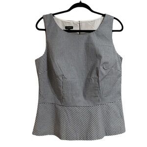 Talbots peplum blouse lined tank top sleeveless size 10 NEW stretch gingham